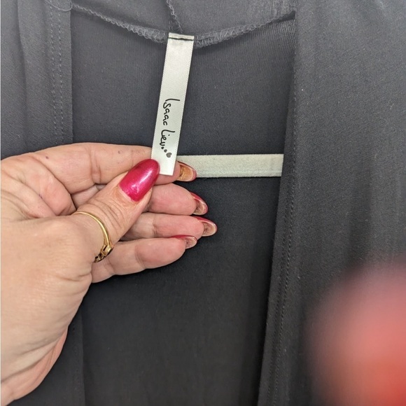 Isaac liev Black open front cardigan trench Size medium - Picture 5 of 9